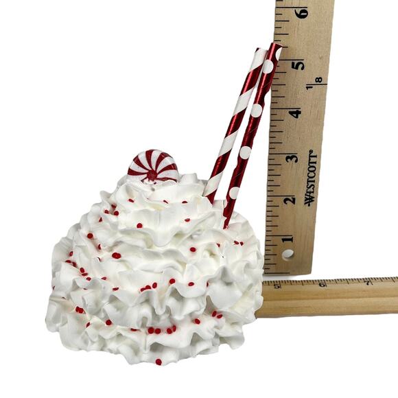 NEW 5" Whip Cream MUG CUP TOPPER Decor Christmas Holiday Straws Sprinkles Candy - Picture 5 of 7